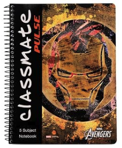 Classmate Pulse Single Line 5-Subject Notebook - 297mm x 210mm, 60 GSM, 250 Pages(Color and design may vary)
