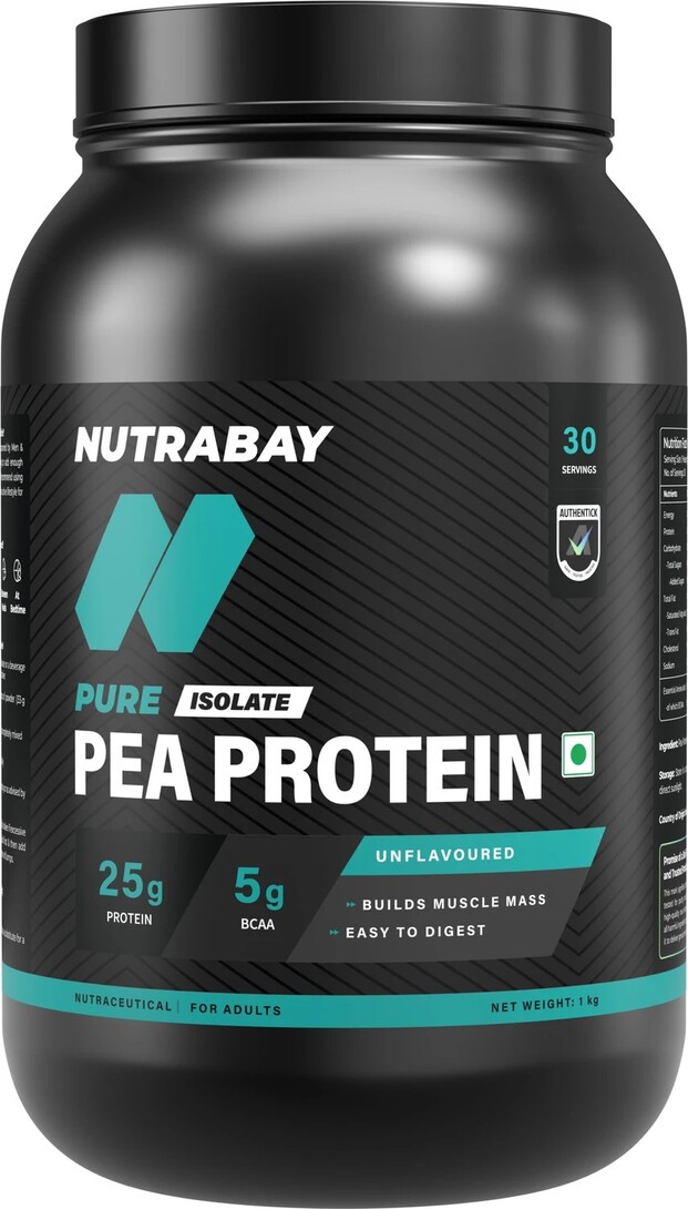 Nutrabay Pure 100% Pea Isolate Plant-Based Protein (907 g, Unflavoured)