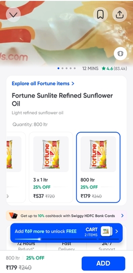 [WTF Price Error] Fortune Sunflower Oil 