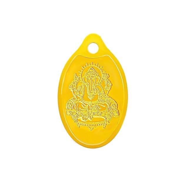 Muthoot Pappachan Swarnavarsham 24K (999) Yellow Gold Oval Ganesha Pendant 2 Gram at Rs.29,180 