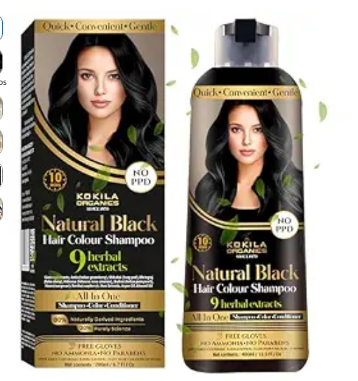 Kokila NO PPD Shampoo Hair Colour - Black 400ml for Women and Men