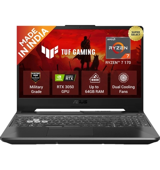 ASUS TUF Gaming A15 (2026) AMD Ryzen 7 170 - (16 GB/512 GB SSD/Windows 11 Home/4 GB Graphics/NVIDIA GeForce RTX 3050/144 Hz) FA506NCQ-IN080W Gaming Laptop on
