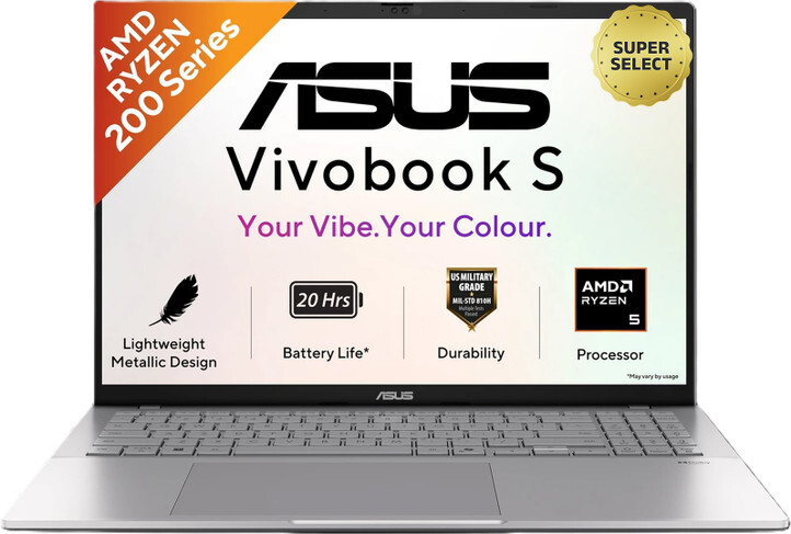 ASUS Vivobook S16 (2026) with Metallic Design, Gaming Grade CPU AMD Ryzen 5 220 - (16 GB/512 GB SSD) 16 inch Laptop 