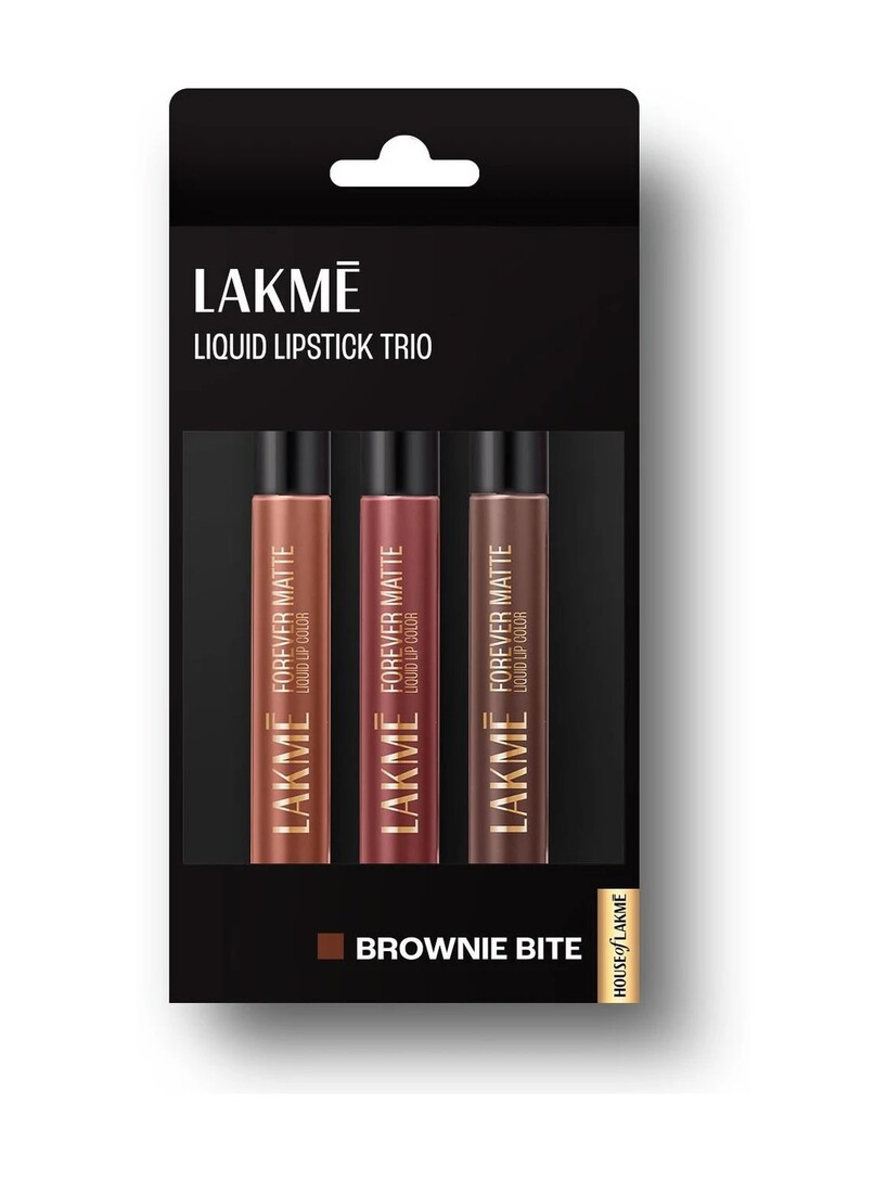 Lakmé Liquid Lipstick Trio- Brownie Bite, Forever Matte, Light-weight, Pack of 3 &more lakme