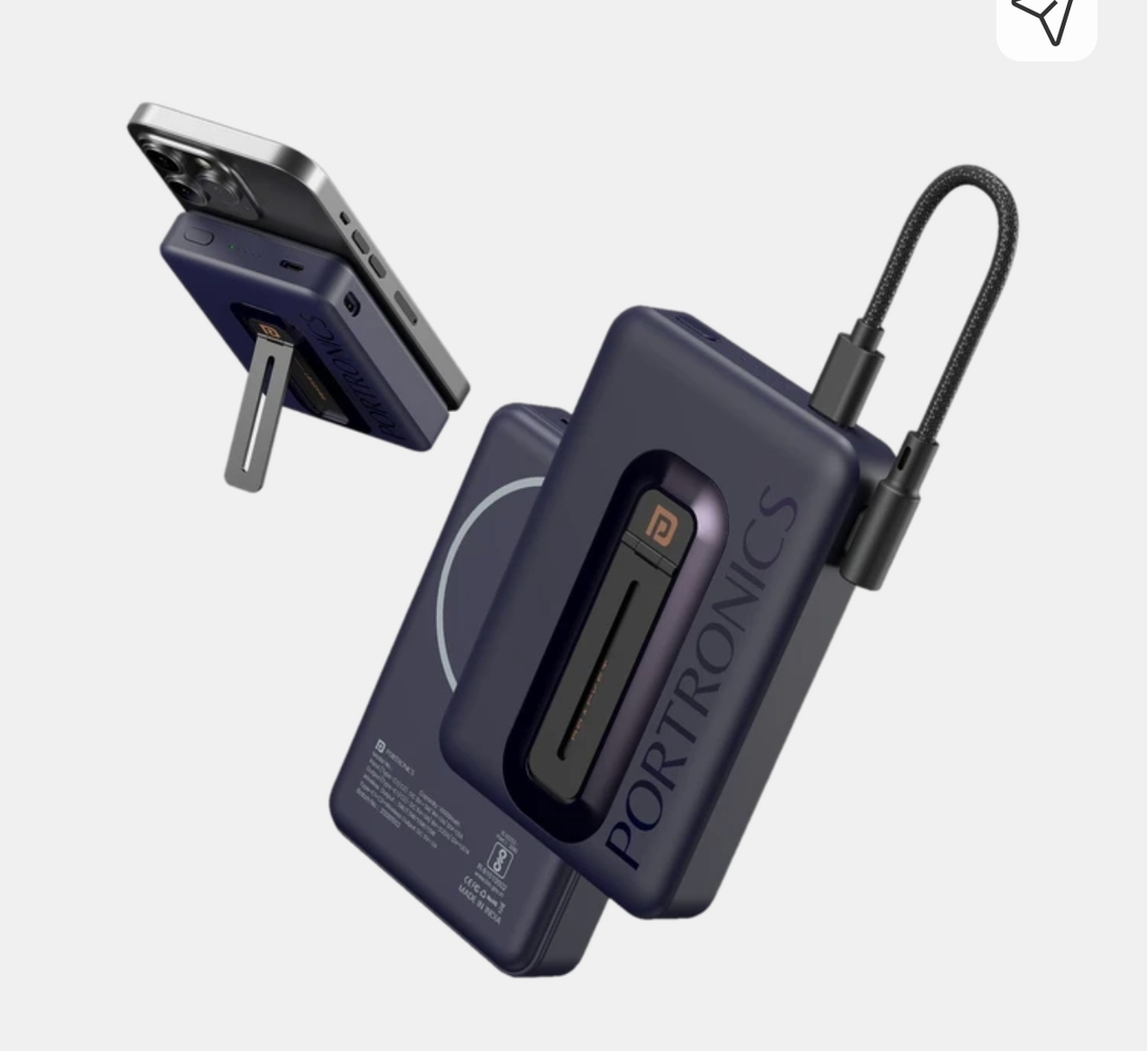 Portronics 10000 mAh 20 W Wired & Wireless With MagSafe Compact Pocket Size Power Bank 