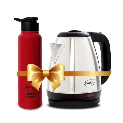 Pigeon 1.5 litre Hot Kettle and Stainless Steel Water Bottle Combo used for boiling Water, Making Tea and Coffee
