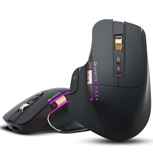 Amkette XS Series Flow Plus Programmable Wireless Mouse/Bluetooth Mouse with Side Scroll, 2.4G+3×BT+Wired Mode, 8 Buttons