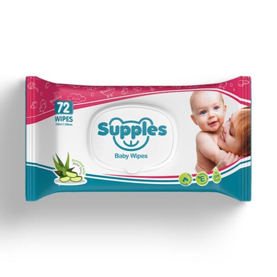 [SNS] Alcohol-Free, Paraben-Free Supples Baby Wet Wipes with Lid | Pack of 4 with each pack having 72 pulls [Total 288 Wipes]