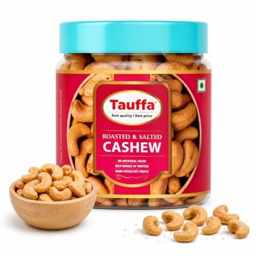 Tauffa Roasted & Salted Cashews 250g | Rock Salt Kaju | No Added Oil