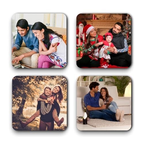 Set of 4 Customized Photo Fridge Magnets Glossy | 3x3 Inch Strong Magnetic Photo Magnets