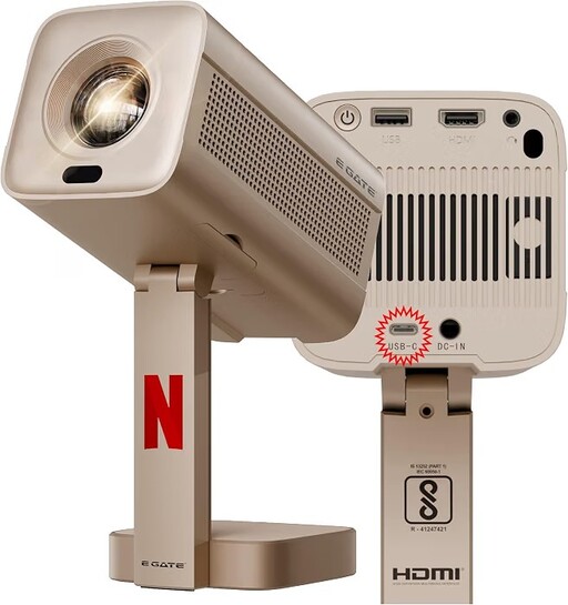 E GATE Atom 7X, C-Type USB, Fully Automatic Projector 4k Ultra HD | Brightest 700 ISO | Native 1080p