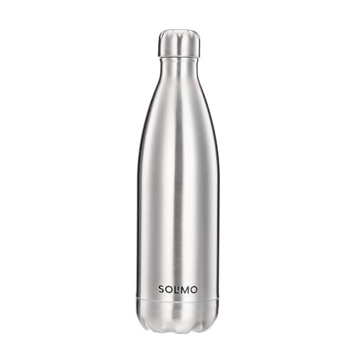 Amazon Brand - Solimo Stainless Steel Insulated 24 Hours Hot or Cold Bottle Flask, 1000 ml, Silver