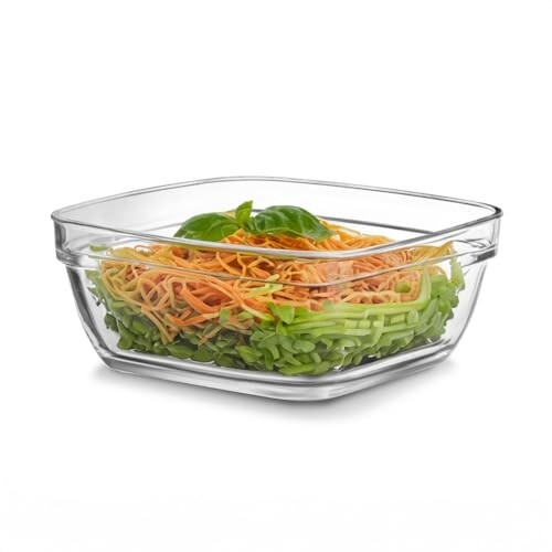 CELLO Nadir Square Serving Glass Bowl for Kitchen 1100 ml, Transparent | Microwave Oven & Dishwasher Safe, Freezer & Fridge Safe, Leadfree Toughened Crystal Glass Bowl for Serving Mixing Dining