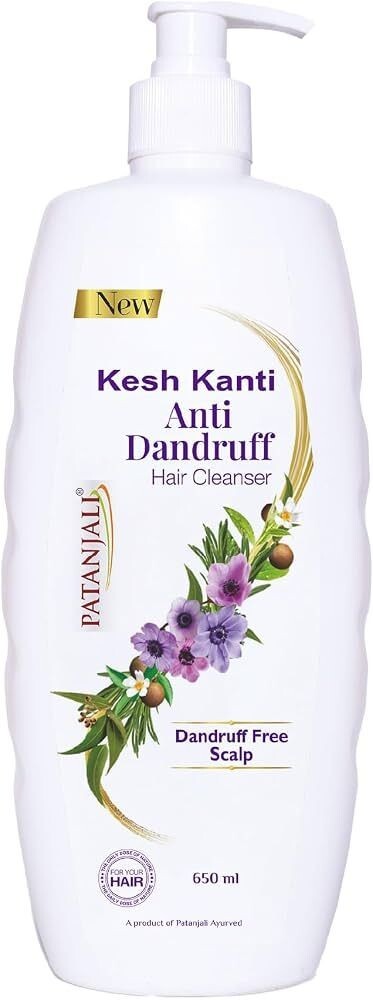 Patanjali Kesh Kanti Anti-Dandruff Hair Cleanser 650 ml, Natural Shampoo for Dandruff & Hairfall, Scalp Cleansers for Men and Women, All Hair Types