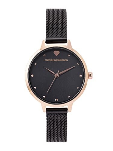 French Connection Women's Amour Analog Watch Black Strap-FCN00018E