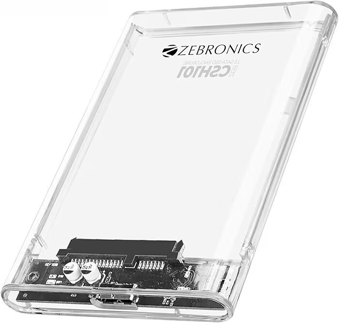 Zebronics 2.5" SSD/HDD Enclosure, Max. 4TB Storage, Upto 5Gbps Transfer Speed, Tool-Free Slide Design