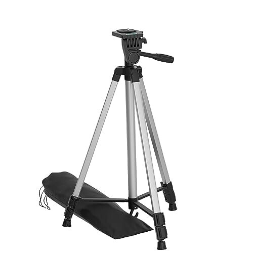 Amazon Basics Aluminium Professional Sturdy Tripod with Mobile Phone Holder Mount, 3-Way Head, Accessory Hook, and Carry Bag for All Smart Phones, GoPro, Cameras (35-125 cm), Black