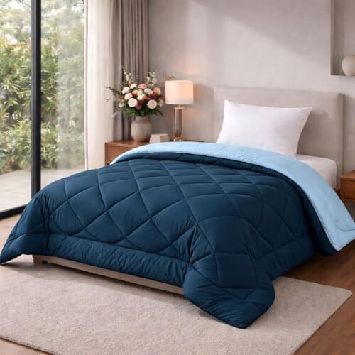 HOMEKART 220 GSM Solid Plain Reversible Summer Microfiber AC Comforter [6% Coupon]
