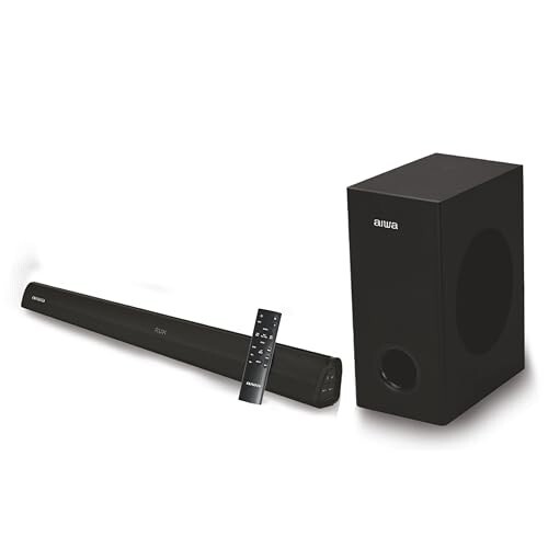 Aiwa Signature Sound | Soundbar with Bluetooth V5.3 and Powerful Bass, 5.25 Inches Subwoofer, 2.1 Channel with Remote Control, SD Card HDMI AUX USB 120W Surround Sound | KANDO - AW-SSB120 (Black)