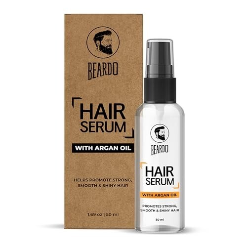 Beardo Hair Serum 50ml for Instant Shine & Anti-frizz with Argan Oil, Made for Men's Hair, Super Light-weight | Provides shine, smoothness and damage protection | Frizz-Free Hair Serum for Men