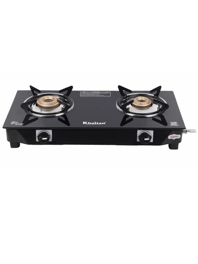 Buy Khaitan Black 2 Burner BP Nano Premium MS Toughened Glass Manual Gas Stove - Gas Stove for Unisex 28983290 | Myntra