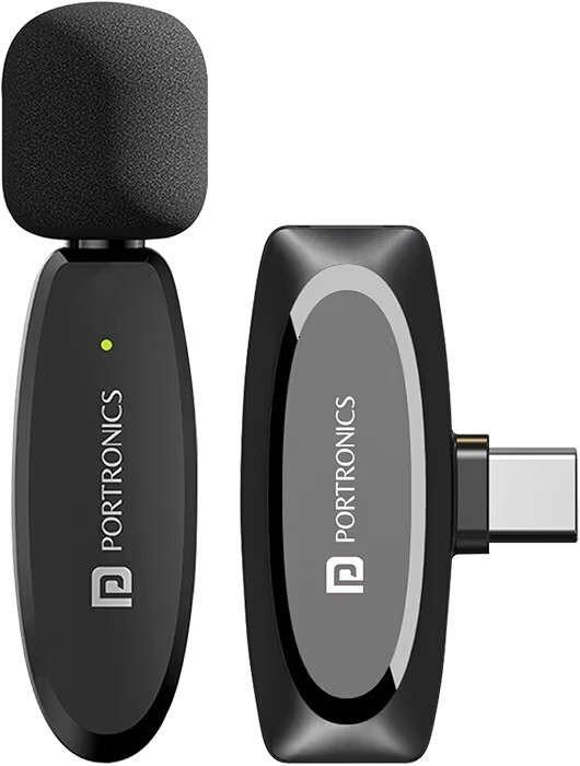 Portronics Dash 7 Omnidirectional Type C Wireless Microphone, Noise Cancellation, Plug & Play, Lapel Wireless Mic for Video Recording