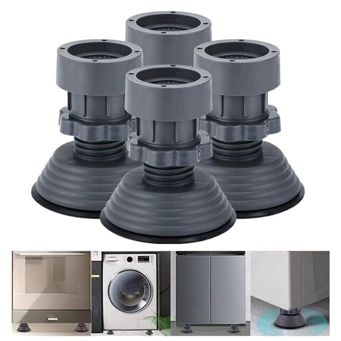 Upgraded Anti-Vibration Pads – Extra-Large Adjustable Feet for Washer, Dryer & Refrigerator – Shock Absorbing, 