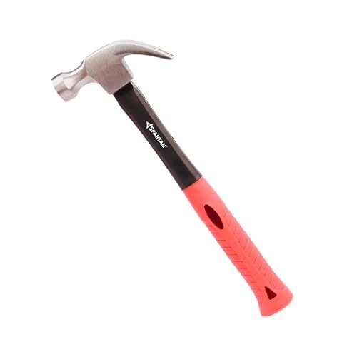 Spartan Heavy Duty Claw Hammer with Forged Steel Head & Fibreglass Anti-Slip Handle | Flat Face & Nail Puller for Carpentry, Home Repair, Furniture Assembly & DIY Use