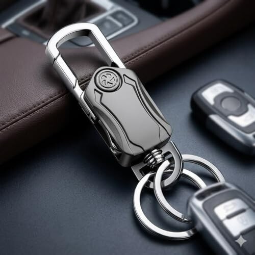 Multifunction Keychain 5 In 1 Heavy Duty Dual Metal Ring, Bottle Opener, Mobile Phone Holder, 360° Rotate Spinner