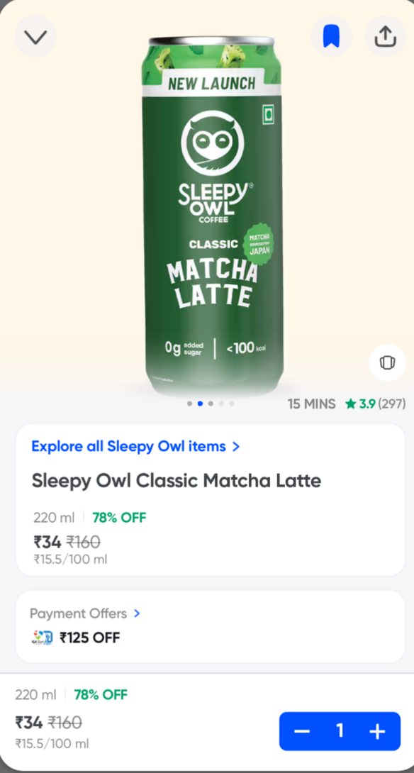 [78%] Sleepy Owl Classic Matcha Latte