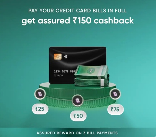 CRED: ₹150 cashback on 3 credit card bill payment in full [user specific]