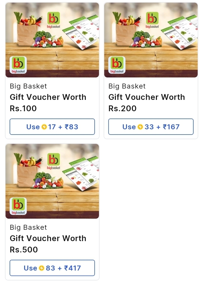 Supercoins - Bigbasket gv at 17% off using flipkart supercoins