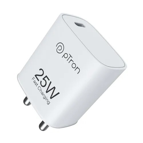pTron Volta FC19 25W Type C Fast Charger - Compatible With Samsung S20 FE/S20+/S21/S21+/S21 FE/S21 Ultra, White