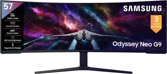 Samsung Odyssey Neo G9 144.81 cm (57 inches) Curved DUHD VA Panel with HDR10+, Quantum Mini LED