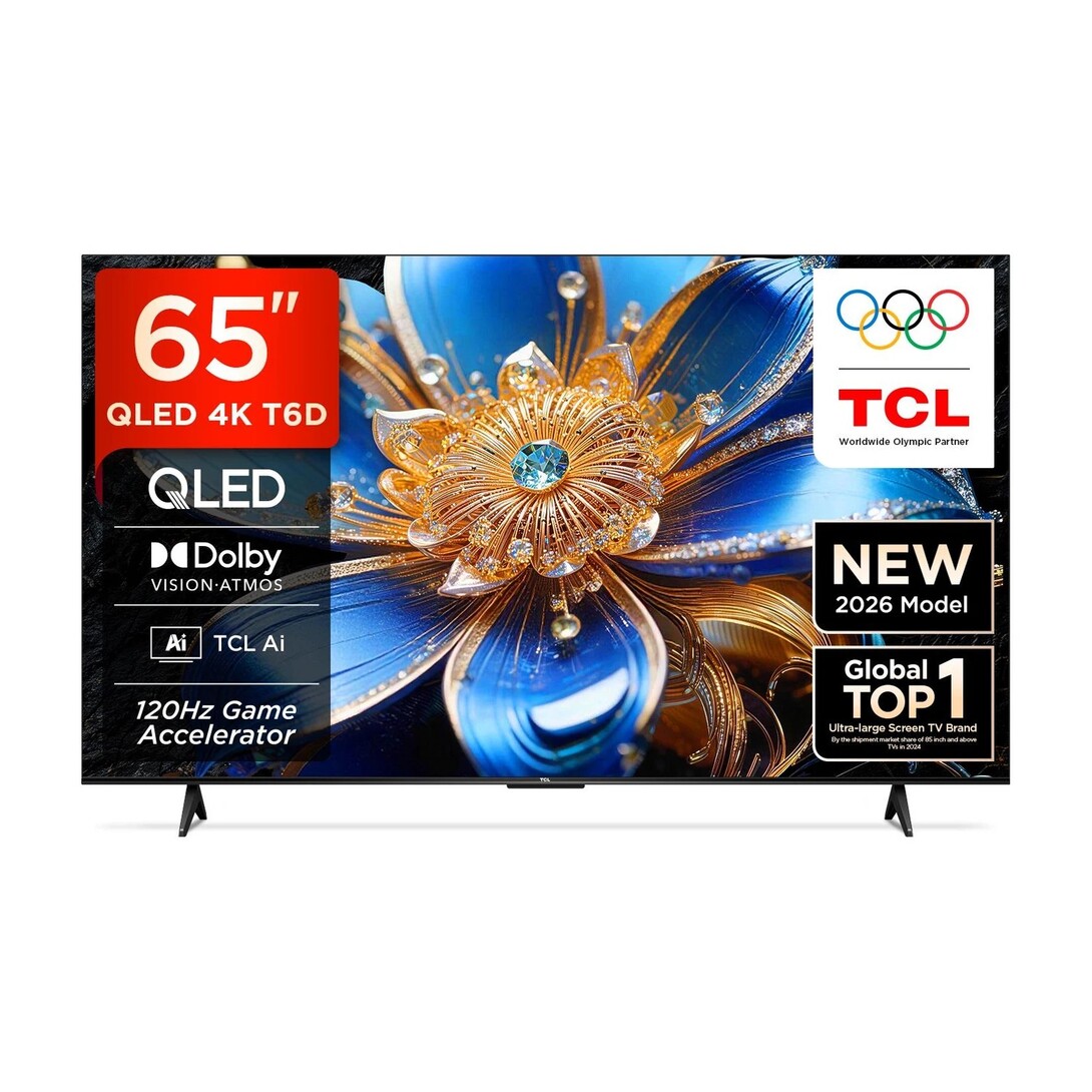TCL T6D 163.83 cm (65 inch) QLED Ultra HD (4K) Smart Google TV 2026 Edition with HDR10+ Dolby Vision- Atmos 28W HVA Panel TCL AI Slim & Uni body Design (65T6D)