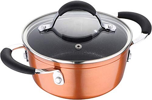 Bergner Infinity Chefs Forged Aluminium Non-Stick Casserole with Glass Lid (24 cm, 3.9 litres, Induction Base, Copper)