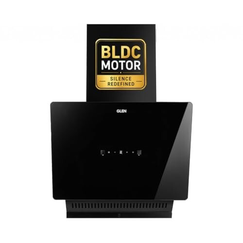 Glen 60 cm 1600 m³/hr BLDC Slant Kitchen Chimney |Intelligent Auto Clean |Wider Suction Area|(Hood Play 60,Touch & Gesture Control,Black) 1 Year Comprehensive Warranty & 15 Year on Motor| Black
