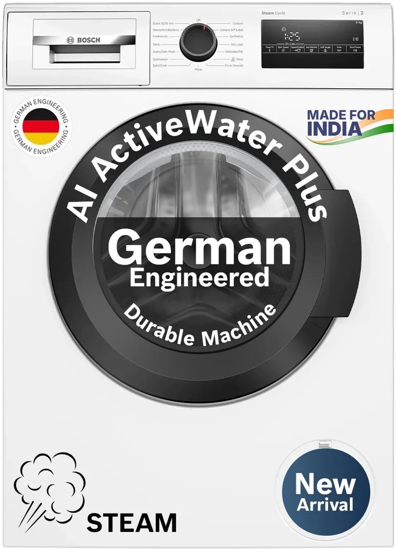 BOSCH 9 kg Fully Automatic Front Load with In-built Heater White (WGA14200IN)