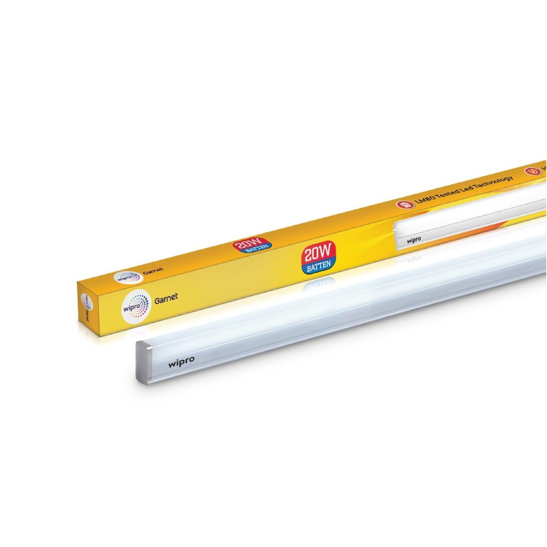 Wipro Garnet 20W LED Batten for Living Room & Bedroom | 4 Ft |Cool Day white (6500K) | 2000 Lumen