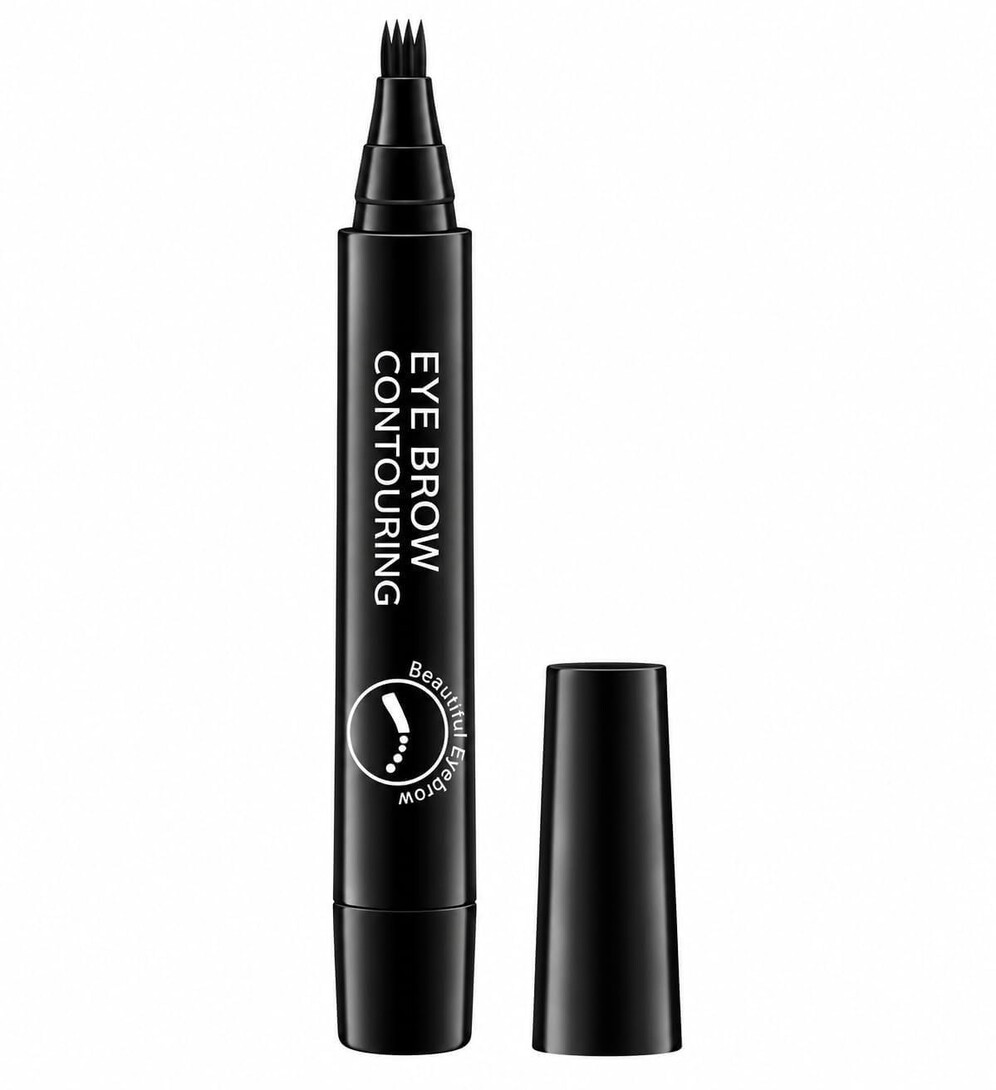 4-Fork Tip Eyebrow Contouring Pen Black, Micro-Fork Applicator, 1