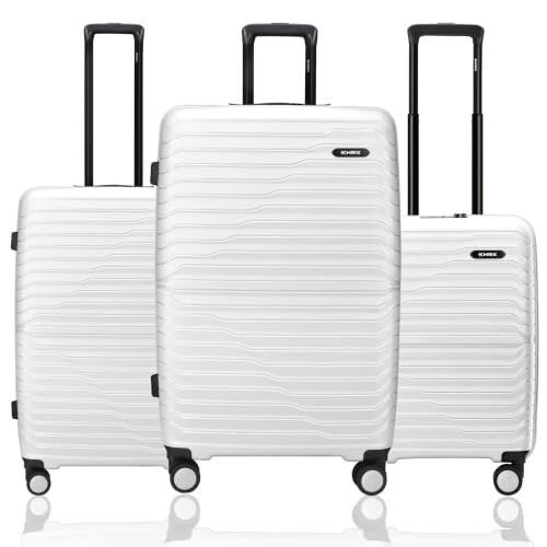 HRX Kyoto 3-Piece Luggage Set White Polypropylene Hard Shell Suitcase Set 