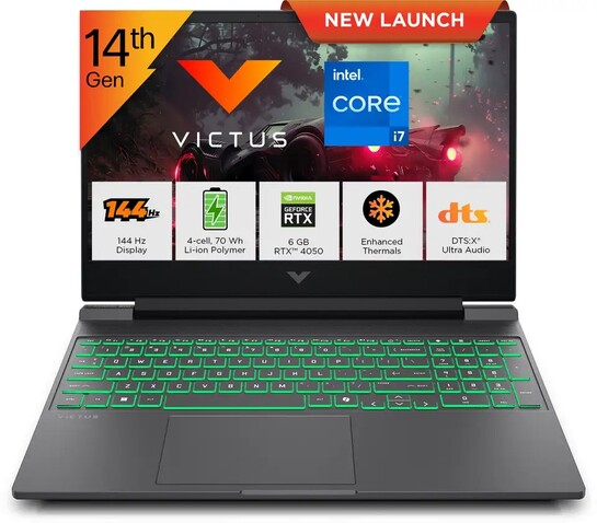 HP Victus Intel Core i7 14th Gen 14650HX - (16 GB/512 GB SSD/Windows 11 Home/6 GB Graphics/NVIDIA GeForce RTX 4050) 15-fa2621TX Gaming Laptop 