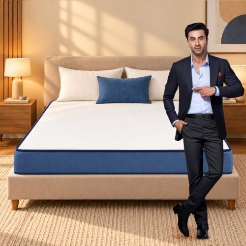 Nilkamal SLEEP Plus Memory Foam 6 Inch King Size Mattress | Reversible Design | Orthopedic Support | Soft Cover | Breathable Knitted Fabric | Bed Mattress | 10 Years Warranty, (78 x 72 x 6)