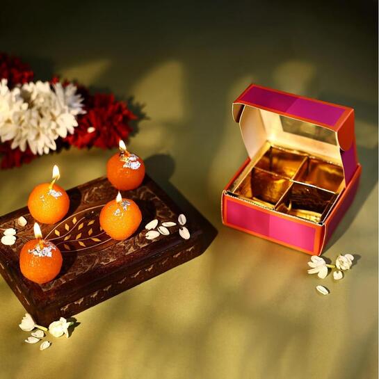 Diwali Motichoor Ladoo Candles (Pack of4) at lowest price