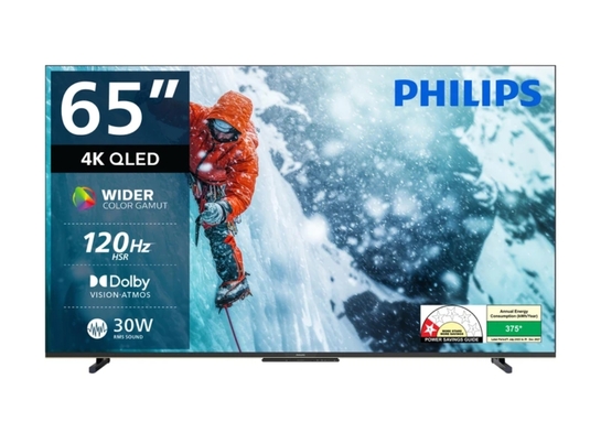Philips 164 cm (65 inch) QLED Ultra HD (4K) Smart Google TV with Dolby Vision |30W Dolby Atmos | 120Hz Refresh Rate | HDR 10+ |Wider Colour Gamut | Ultra Narrow Bezel | 32 GB Storage on Flipkart