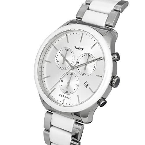 [HDFC CC] TIMEX Men's 43mm Stainless Steel Chronograph Watch | Silver Dial