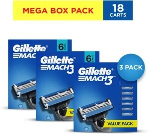 Gillette Mach3 Shaving Blades for men (Pack of 3) (Pack of 18)