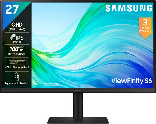 Samsung ViewFinity S6 68.4 cm (27 inch) Quad HD LED Backlit IPS Panel 300nits, 2K Monitor (5 ms, 100 Hz)