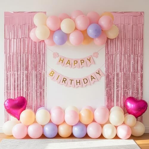 40 Pcs Birthday Decoration Kit | Balloons, Banner, Foil Curtains & Star/Heart Foils | Party Decor for Boys, Girls & Adults (Set 11)