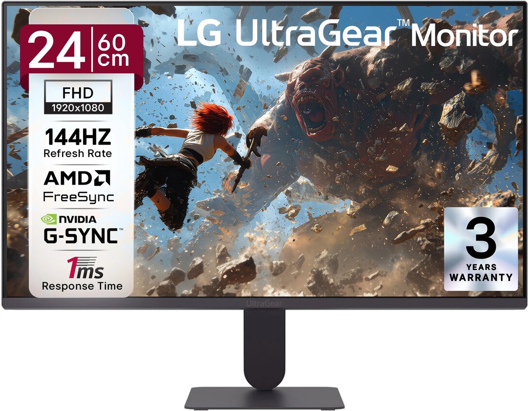 LG UltraGear 60.96 cm (24 inch) Full HD IPS Panel Gaming Monitor (24G411B-B.BTR) (NVIDIA G Sync, Response Time: 1 ms, 144 Hz Refresh Rate)